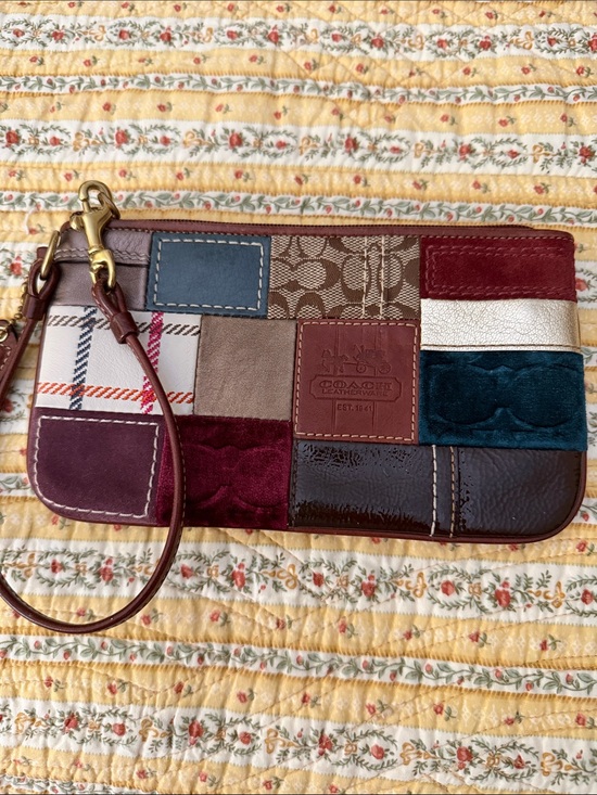 Coach Handbags - Coach vintage patchwork leather and suede wristlet